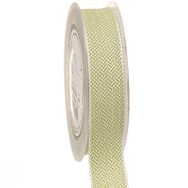 Article Ruban cadeau motif chevrons ruban décoratif blanc vert 25mm 15m