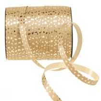 Article Ruban cadeau ruban à friser avec coeurs marron doré 10mm 100m