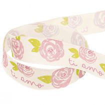 Article Ruban cadeau roses « Ti amo » ruban décoratif romantique 25mm 20m
