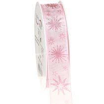 Article Ruban cadeau étoiles Ruban de Noël rose 25 mm 20 m