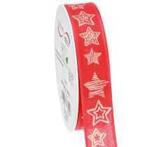 Article Ruban cadeau étoiles Ruban de Noël rouge or 25 mm 18 m