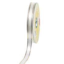 Article Ruban cadeau 2 rayures or sur blanc 19mm 100m