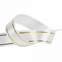 Article Ruban cadeau 2 bandes dorées sur blanc 19mm 100m