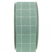 Article Ruban cadeau ruban déco damier vert pastel 35mm 20m