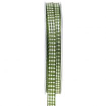 Article Ruban cadeau carreaux vert 8mm 20m