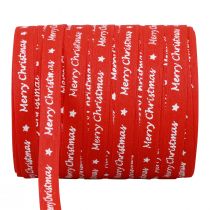 Article Ruban cadeau rouge « Joyeux Noël » coton 10mm 100m