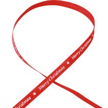 Article Ruban cadeau rouge « Joyeux Noël » coton 10mm 100m