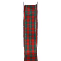 Article Ruban cadeau ruban en tissu à carreaux rouge vert écossais 25mm 20m