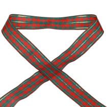 Ruban cadeau ruban en tissu à carreaux rouge vert écossais 25mm 20m