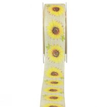 Ruban cadeau tournesols ruban jaune 40mm 15m