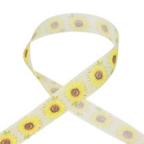 Ruban cadeau tournesols ruban jaune 40mm 15m