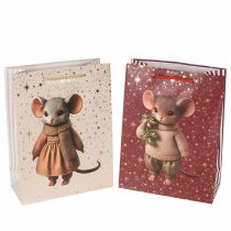 Article Sac cadeau à motif souris et étoiles pour Noël, 24 cm, lot de 2