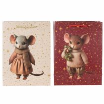 Article Sac cadeau à motif souris et étoiles pour Noël, 24 cm, lot de 2