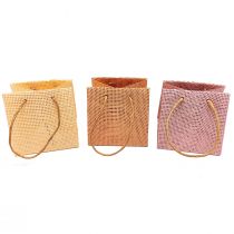 Sacs cadeaux tissés avec poignées vanille orange rose 10,5cm 12pcs