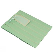 Article Sac cadeau vert clair rayures dorées 18×10×23cm 1 pce