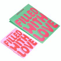 Article Sac cadeau avec anses « Filled with Love » H36/23 cm, lot de 2