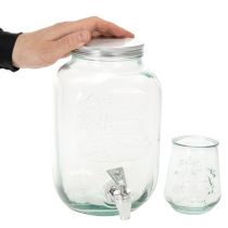 Article Distributeur de boissons en verre avec robinet et 4 verres H25,5cm