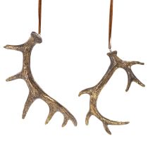 Article Pendentifs décoratifs rustiques en forme de bois de cerf pour mur ou arbre, 15 cm, lot de 6