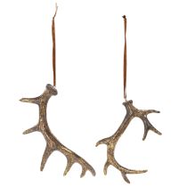 Article Pendentifs décoratifs rustiques en forme de bois de cerf pour mur ou arbre, 15 cm, lot de 6