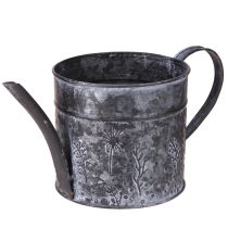 Article Arrosoir métal décoration fleurs grises noires Ø13cm H13cm
