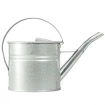 Article Arrosoir décoratif vintage, métal argenté, pot de fleurs de 1,25 l