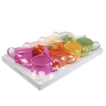 Article Arrosoir décoratif coloré, Ø 11 cm, H 9,5 cm, pour le jardinage, décoration de table printanière, en métal, lot de 8