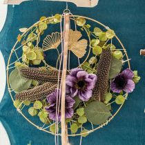 Ginkgo déco or cintre décoration métal vintage Ø16cm 3pcs