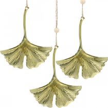 Article Pendentif feuille de Ginkgo, décoration de l&#39;Avent, décoration métal pour l&#39;automne Doré L12cm 12 pièces