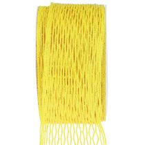 Article Ruban filet, ruban quadrillé, ruban décoratif, jaune, renforcé de fils, 50 mm, 10 m