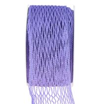 Article Ruban grillagé, ruban quadrillé, ruban décoratif, violet, renforcé de fil, 50 mm, 10 m