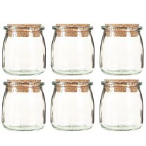 Article Décoration en Verre avec Liège Vintage Transparent Naturel Ø7cm H8cm 6 pcs