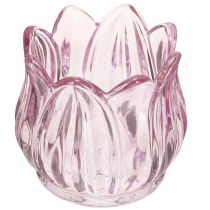Article Photophore en verre tulipe violet Ø7cm H7cm 2pcs
