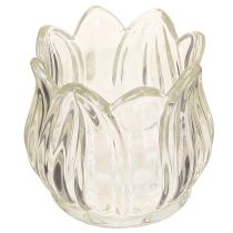Article Photophore tulipe en verre transparent Ø7cm H7cm 2pcs