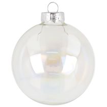 Article Boules de Noël en verre, irisées transparentes, 7,5 cm, 12 pièces