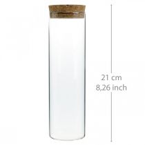 Verre avec couvercle en liège Cylindre en verre avec bouchon Clair Ø6cm H21cm