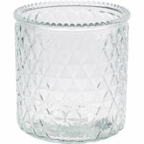 Vase en verre décoratif en verre diamant vase à fleurs transparent 2pcs