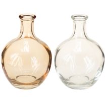 Article Mini vase bouteille en verre ambré et transparent Ø7,5cm H11cm 4pcs
