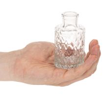 Article Mini vase en verre à motif losanges, petit vase de table, bouteille, transparent, 9 cm, lot de 6