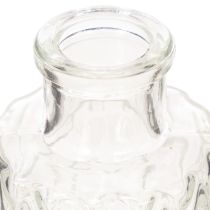 Article Mini vase en verre à motif losanges, petit vase de table, bouteille, transparent, 9 cm, lot de 6