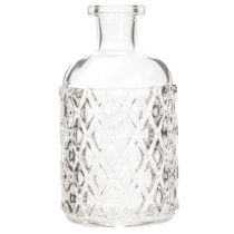 Article Bouteille en verre à motif losanges, bouteille décorative, vase, petit modèle, 13 cm, lot de 6