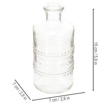 Article Bouteille en verre à motifs, cylindrique, transparente, vase décoratif, 15 cm, lot de 6