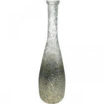 Vase en verre bicolore, décoration de table en verre véritable clair, argenté H40cm