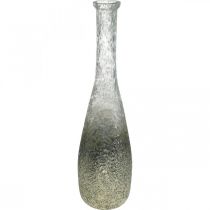 Article Vase en verre bicolore, décoration de table en verre véritable clair, argenté H40cm