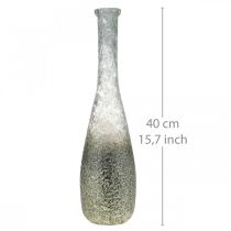Article Vase en verre bicolore, décoration de table en verre véritable clair, argenté H40cm