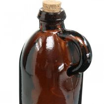 Bouteille en verre vintage avec bouchon et anse marron Ø7.5 cm H22cm