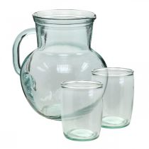 Article Pichet en Verre avec Verres à Boire, Set de Boissons pour Servir Bleu Clair H20cm/11.5cm 5 Pièces