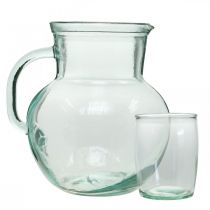 Article Pichet en Verre avec Verres à Boire, Set de Boissons pour Servir Bleu Clair H20cm/11.5cm 5 Pièces