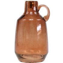 Article Bougeoir tige de verre bougie décoration verre marron H22cm