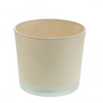 Article Cache-pot en verre Jardinière beige Jardinière en verre Ø14.5cm H12.5cm