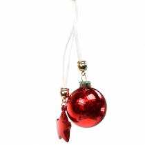 Boule de décoration de sapin de Noël en verre avec étoile rouge 5cm